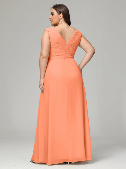 V-back Chiffon Bridesmaid Dress Plus Size