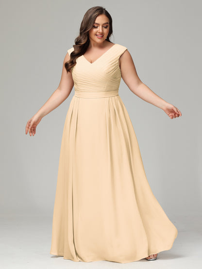 V-back Chiffon Bridesmaid Dress Plus Size