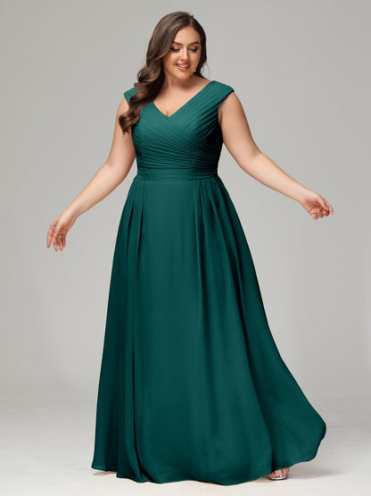 V-back Chiffon Bridesmaid Dress Plus Size