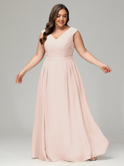 V-back Chiffon Bridesmaid Dress Plus Size