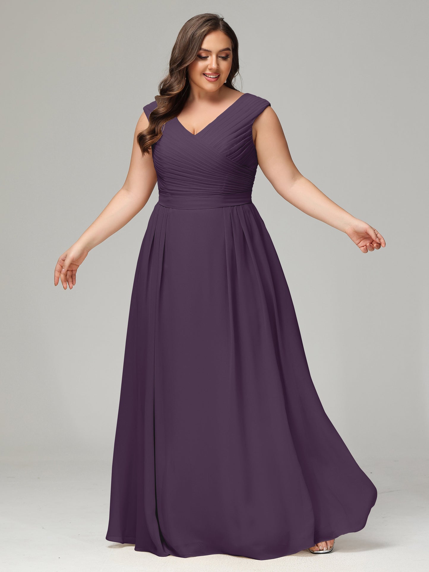 V-back Chiffon Bridesmaid Dress Plus Size