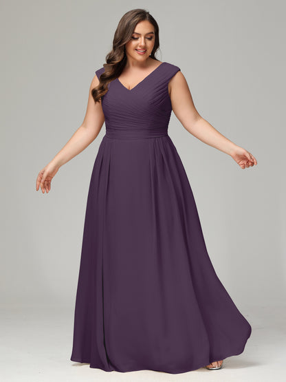 V-back Chiffon Bridesmaid Dress Plus Size