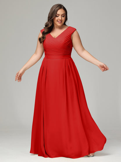 V-back Chiffon Bridesmaid Dress Plus Size