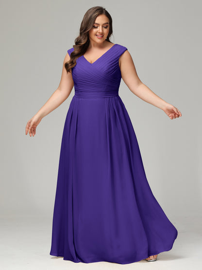 V-back Chiffon Bridesmaid Dress Plus Size