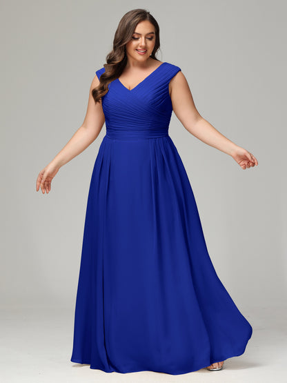 V-back Chiffon Bridesmaid Dress Plus Size