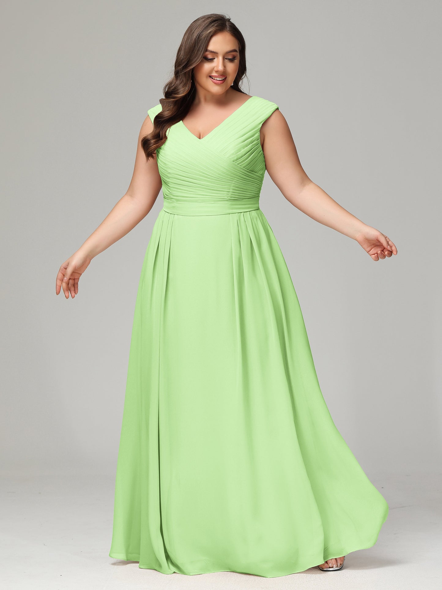 V-back Chiffon Bridesmaid Dress Plus Size