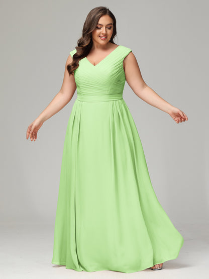 V-back Chiffon Bridesmaid Dress Plus Size