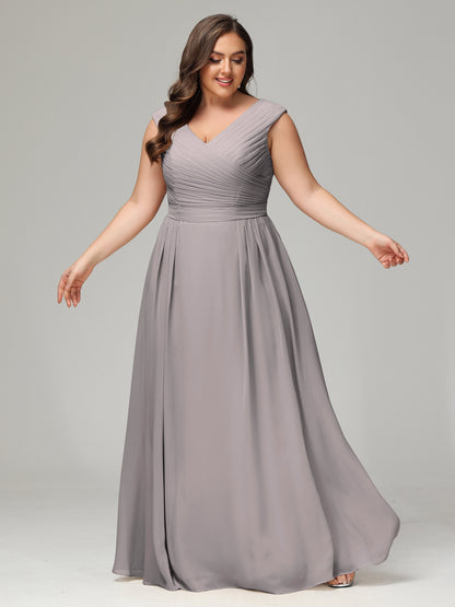 V-back Chiffon Bridesmaid Dress Plus Size