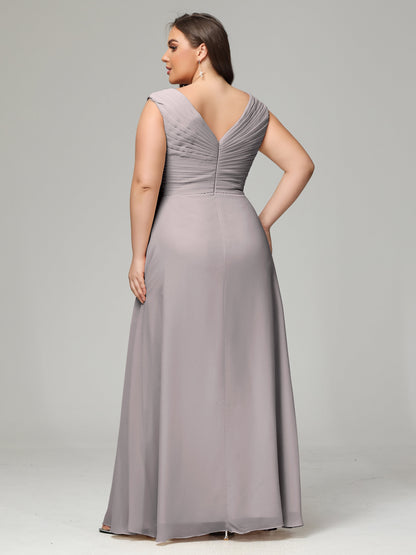 V-back Chiffon Bridesmaid Dress Plus Size
