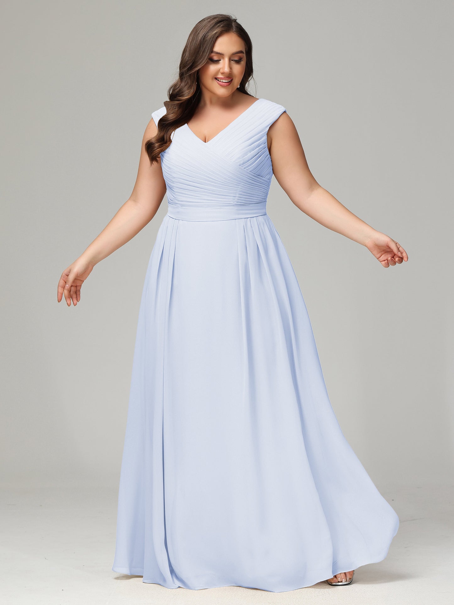 V-back Chiffon Bridesmaid Dress Plus Size