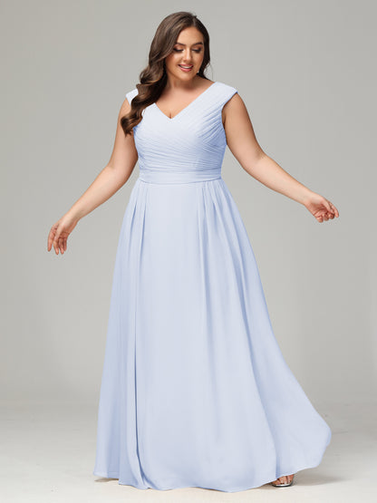 V-back Chiffon Bridesmaid Dress Plus Size
