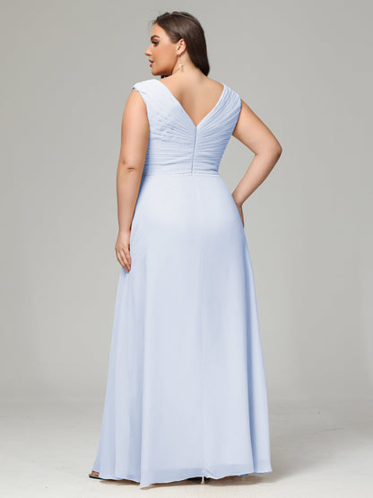 V-back Chiffon Bridesmaid Dress Plus Size