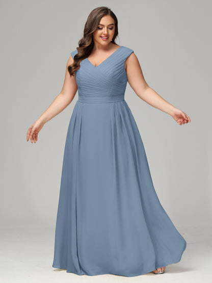 V-back Chiffon Bridesmaid Dress Plus Size