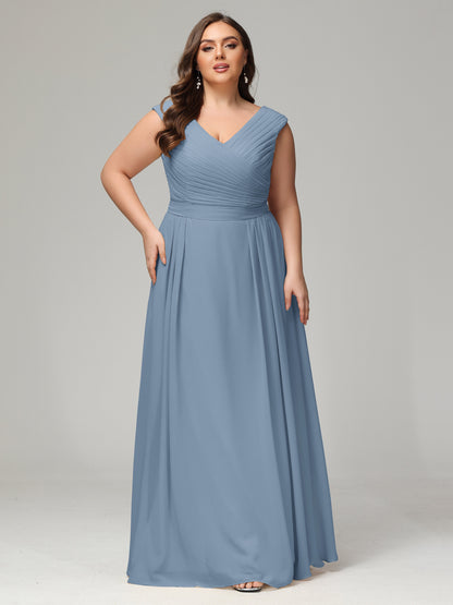 V-back Chiffon Bridesmaid Dress Plus Size