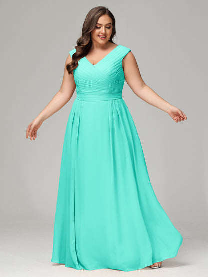 V-back Chiffon Bridesmaid Dress Plus Size