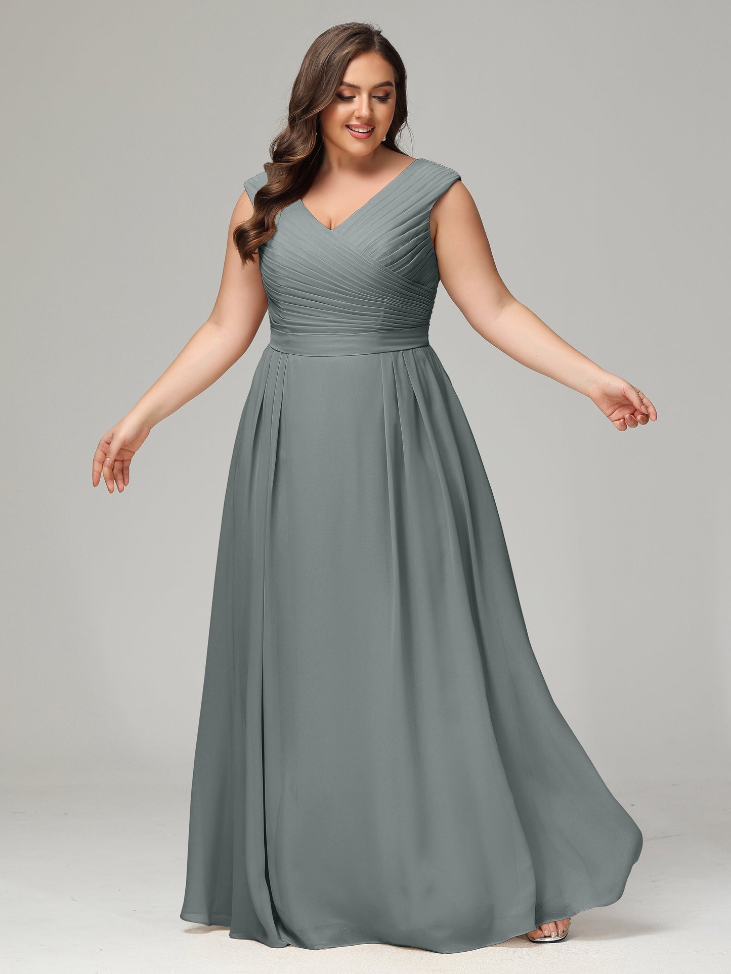V-back Chiffon Bridesmaid Dress Plus Size