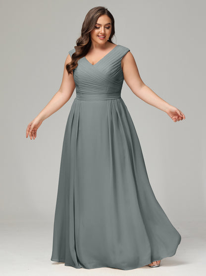 V-back Chiffon Bridesmaid Dress Plus Size