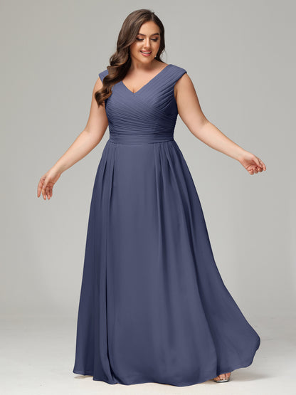 V-back Chiffon Bridesmaid Dress Plus Size