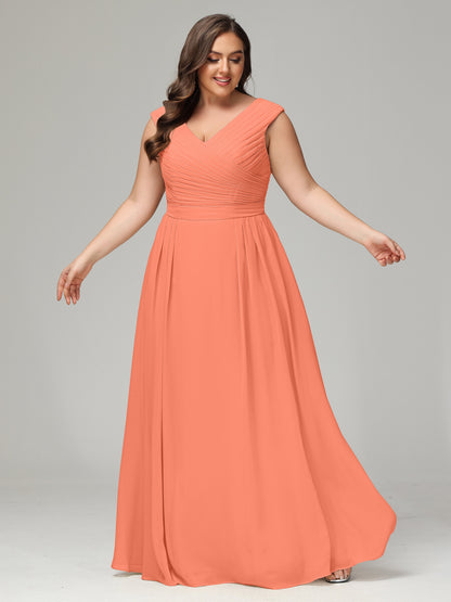 V-back Chiffon Bridesmaid Dress Plus Size