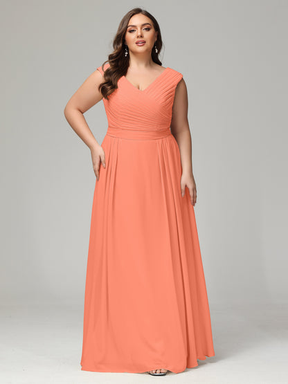 V-back Chiffon Bridesmaid Dress Plus Size