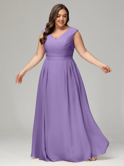 V-back Chiffon Bridesmaid Dress Plus Size