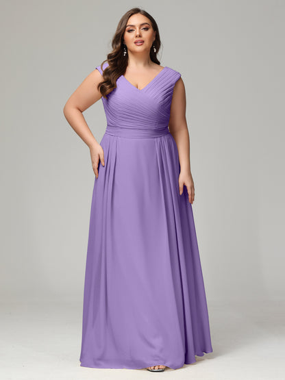 V-back Chiffon Bridesmaid Dress Plus Size