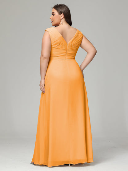V-back Chiffon Bridesmaid Dress Plus Size