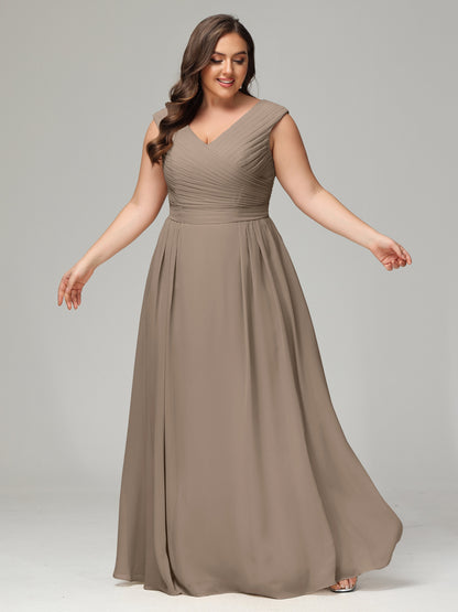 V-back Chiffon Bridesmaid Dress Plus Size