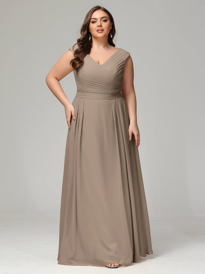 V-back Chiffon Bridesmaid Dress Plus Size