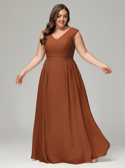 V-back Chiffon Bridesmaid Dress Plus Size