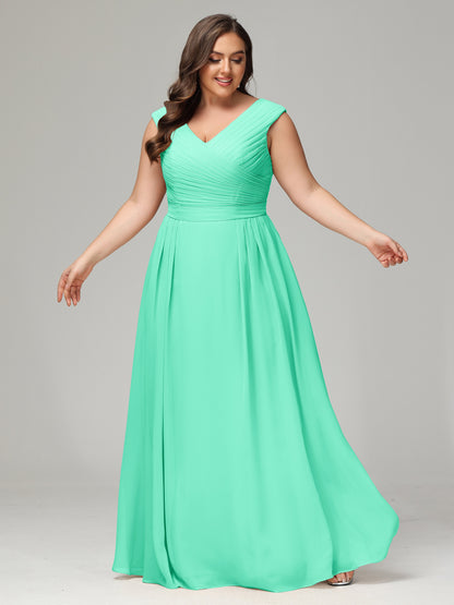 V-back Chiffon Bridesmaid Dress Plus Size