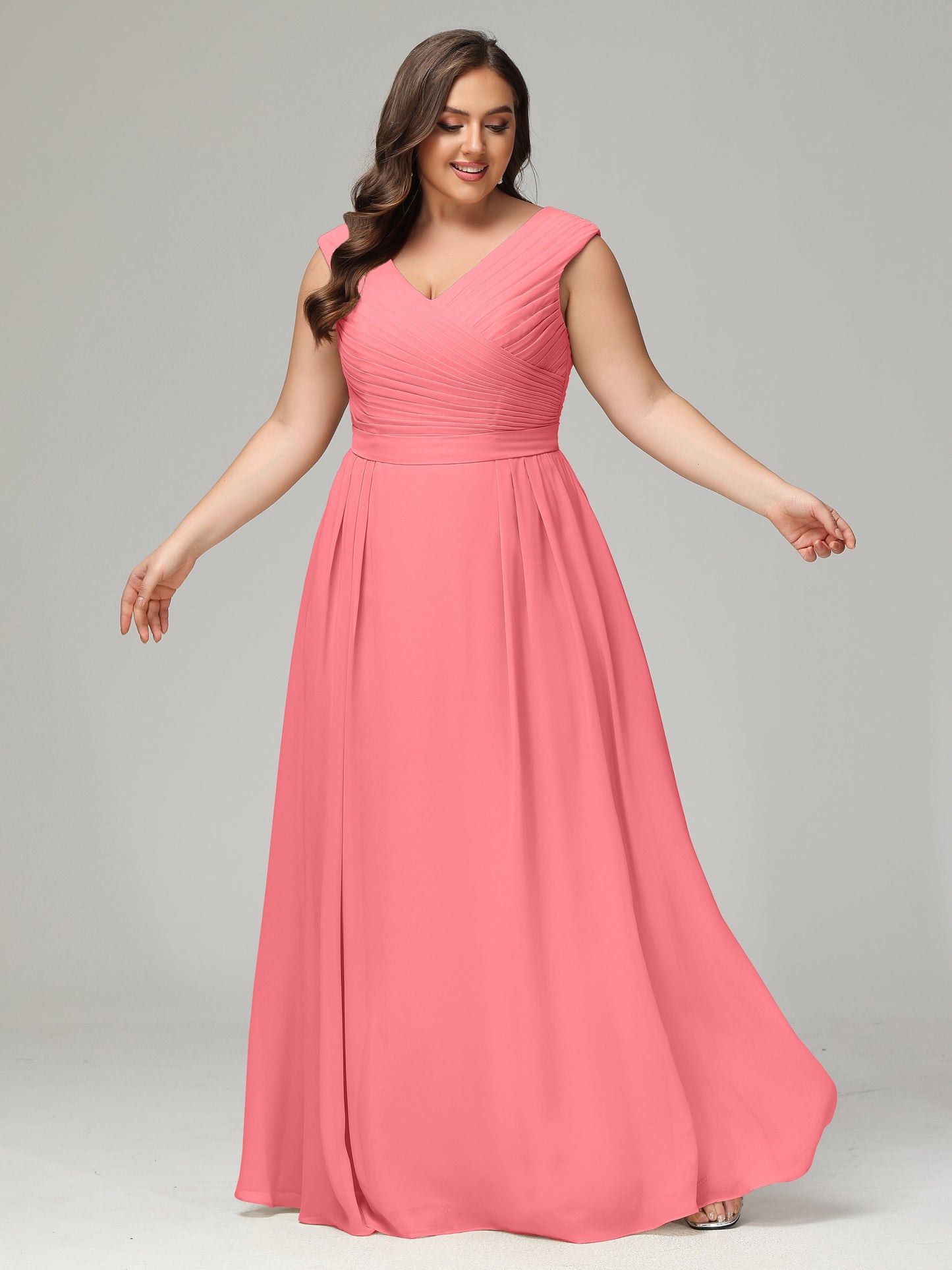V-back Chiffon Bridesmaid Dress Plus Size