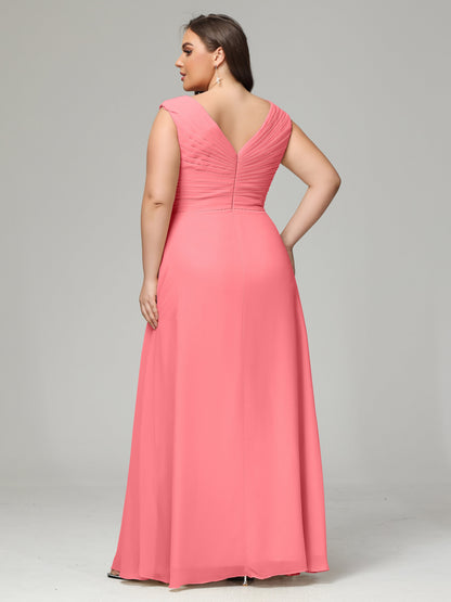 V-back Chiffon Bridesmaid Dress Plus Size