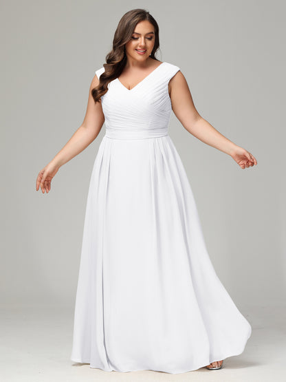 V-back Chiffon Bridesmaid Dress Plus Size