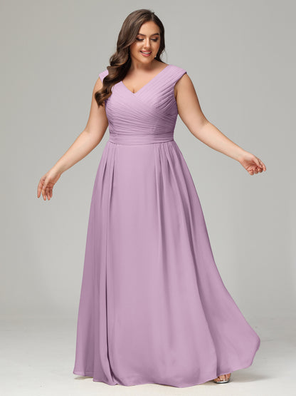 V-back Chiffon Bridesmaid Dress Plus Size