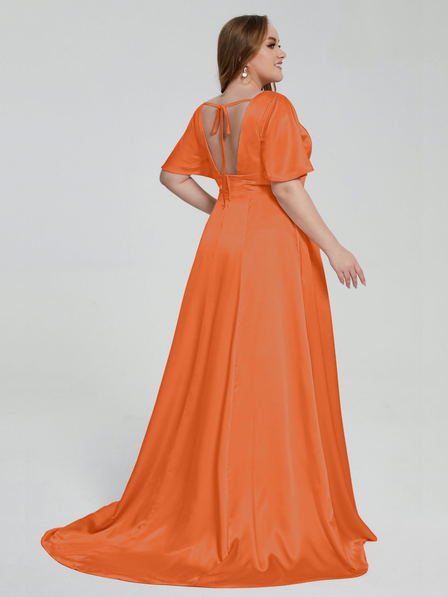 Vanessa Plus Size Soft Satin Bridesmaid Dresses with Sleeves