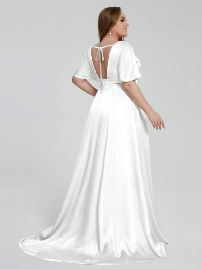 Vanessa Plus Size Soft Satin Bridesmaid Dresses with Sleeves