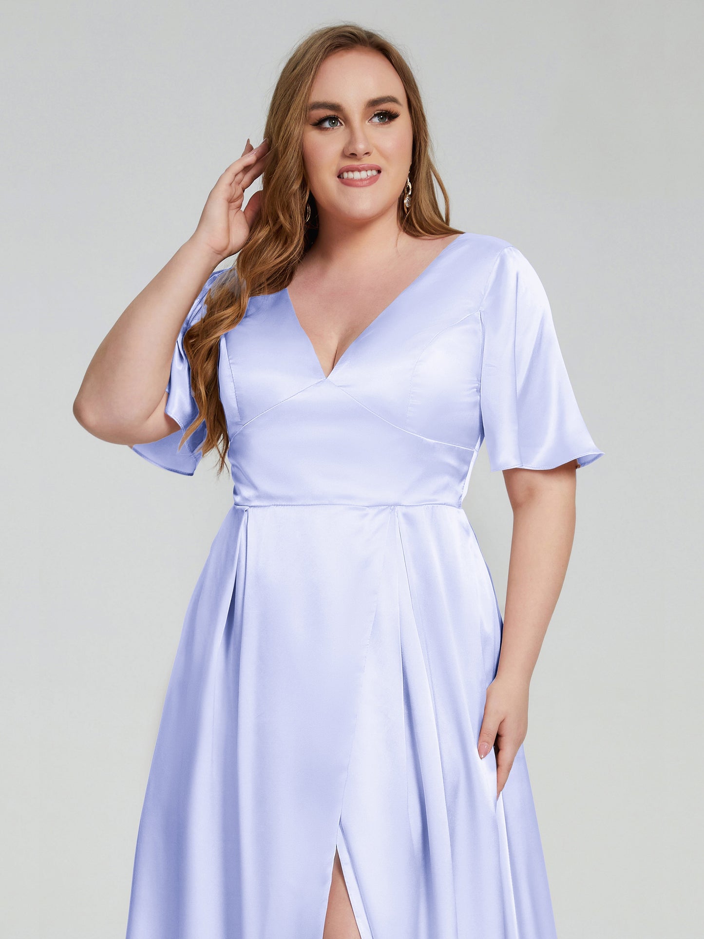 Vanessa Plus Size Soft Satin Bridesmaid Dresses with Sleeves