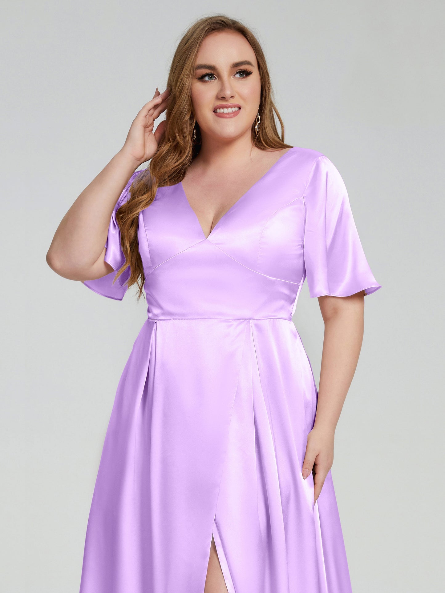 Vanessa Plus Size Soft Satin Bridesmaid Dresses with Sleeves
