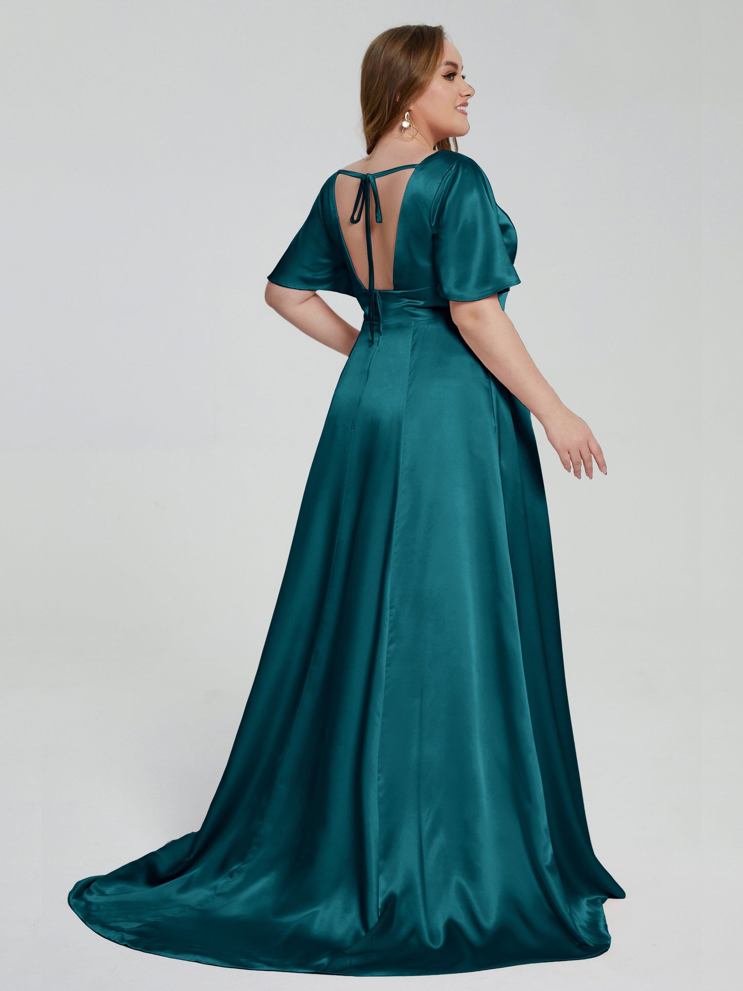 Vanessa Plus Size Soft Satin Bridesmaid Dresses with Sleeves