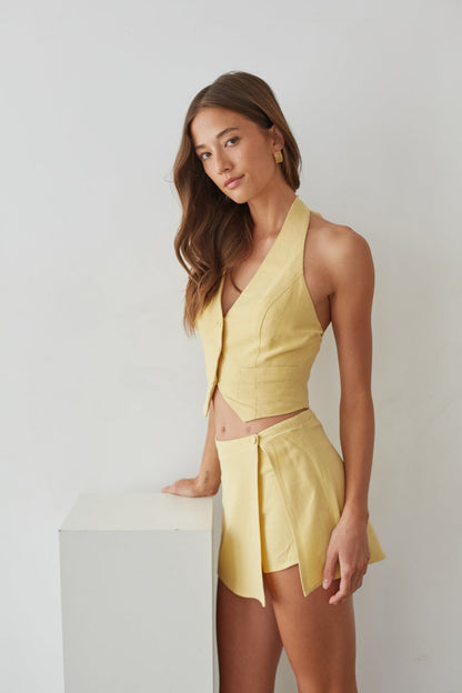 Vera Wrap Linen Mini Skort