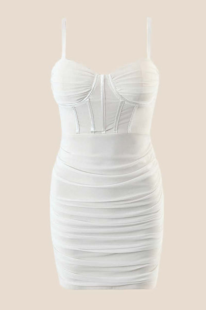 Straps Lilac Corset Ruched Tight Mini Dress