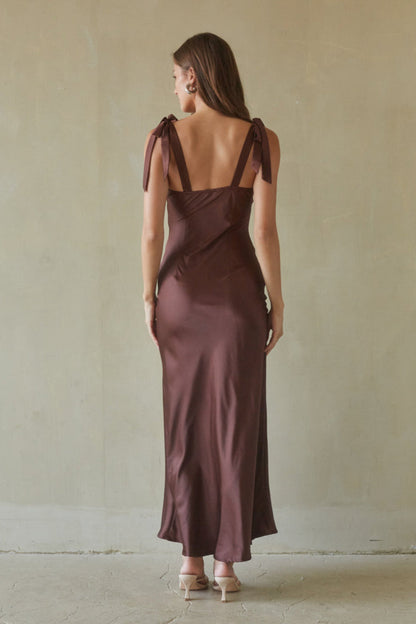 Xandra Tie Satin Maxi Dress