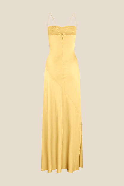 Straps Light Blue Soft Satin Long Dress